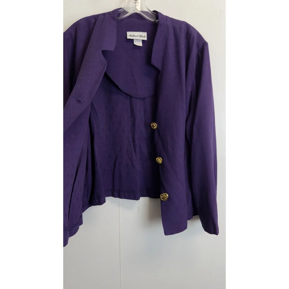 Michael‎ Blake Vintage Purple Pant Suit Set 20WP Textured Gold Buttons USA Made